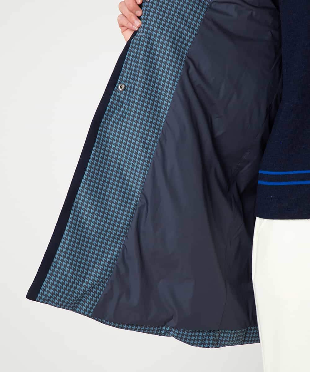 RLUAF01610 HIROKO BIS GRANDE(ヒロコ ビス グランデ) 【大きいサイズ】千鳥プリントテープアクセントダウンコート ネイビー