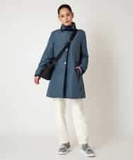 RLUAF01610 HIROKO BIS GRANDE(ヒロコ ビス グランデ) 【大きいサイズ】千鳥プリントテープアクセントダウンコート ネイビー