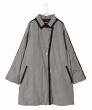 RLUAF01610 HIROKO BIS GRANDE(ヒロコ ビス グランデ) 【大きいサイズ】千鳥プリントテープアクセントダウンコート ブラック