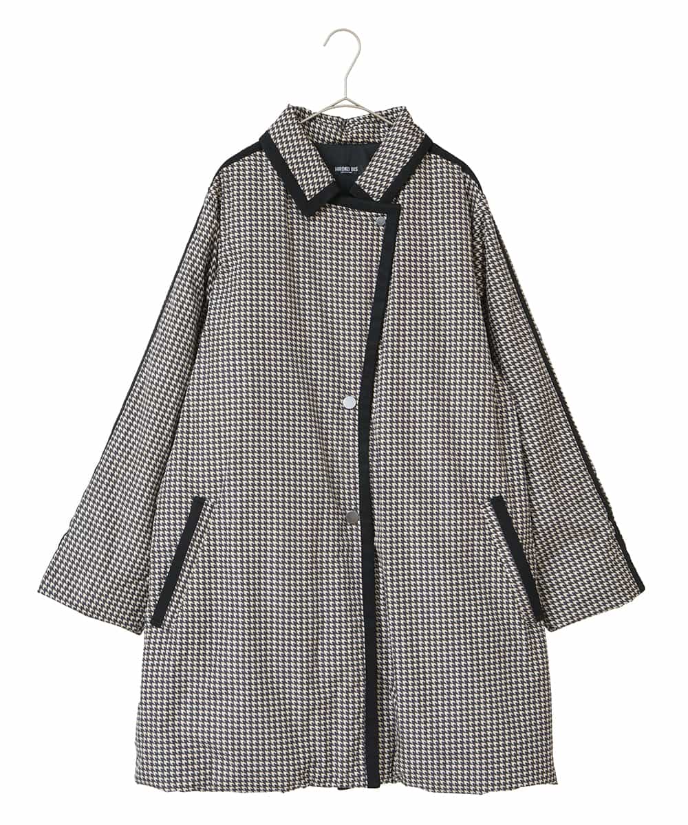 RLUAF01610 HIROKO BIS GRANDE 【大きいサイズ】千鳥プリントテープアクセントダウンコート