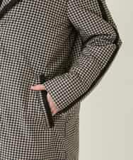 RLUAF01610 HIROKO BIS GRANDE(ヒロコ ビス グランデ) 【先行予約/大きいサイズ】千鳥プリントテープアクセントダウンコート ブラック