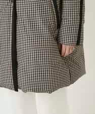 RLUAF01610 HIROKO BIS GRANDE(ヒロコ ビス グランデ) 【先行予約/大きいサイズ】千鳥プリントテープアクセントダウンコート ブラック