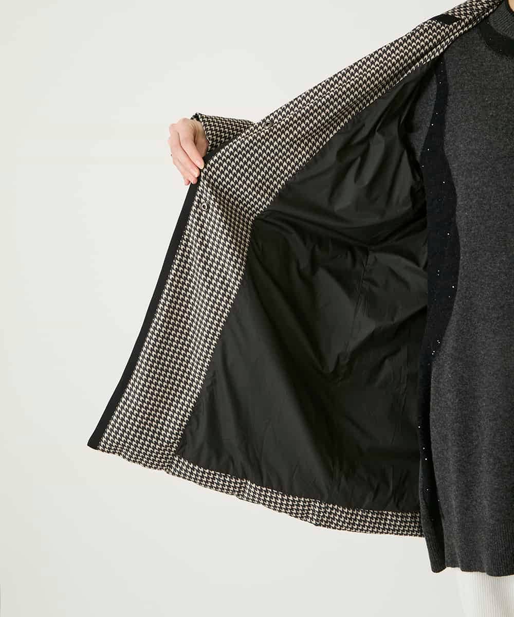 RLUAF01610 HIROKO BIS GRANDE(ヒロコ ビス グランデ) 【先行予約/大きいサイズ】千鳥プリントテープアクセントダウンコート ブラック