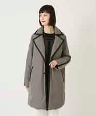 RLUAF01610 HIROKO BIS GRANDE(ヒロコ ビス グランデ) 【先行予約/大きいサイズ】千鳥プリントテープアクセントダウンコート ブラック