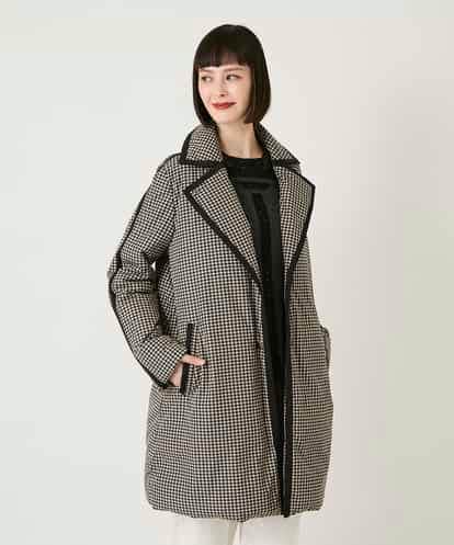 RLUAF01610 HIROKO BIS GRANDE 【先行予約/大きいサイズ】千鳥プリントテープアクセントダウンコート