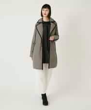 RLUAF01610 HIROKO BIS GRANDE(ヒロコ ビス グランデ) 【先行予約/大きいサイズ】千鳥プリントテープアクセントダウンコート ブラック