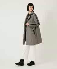 RLUAF01610 HIROKO BIS GRANDE(ヒロコ ビス グランデ) 【先行予約/大きいサイズ】千鳥プリントテープアクセントダウンコート ブラック