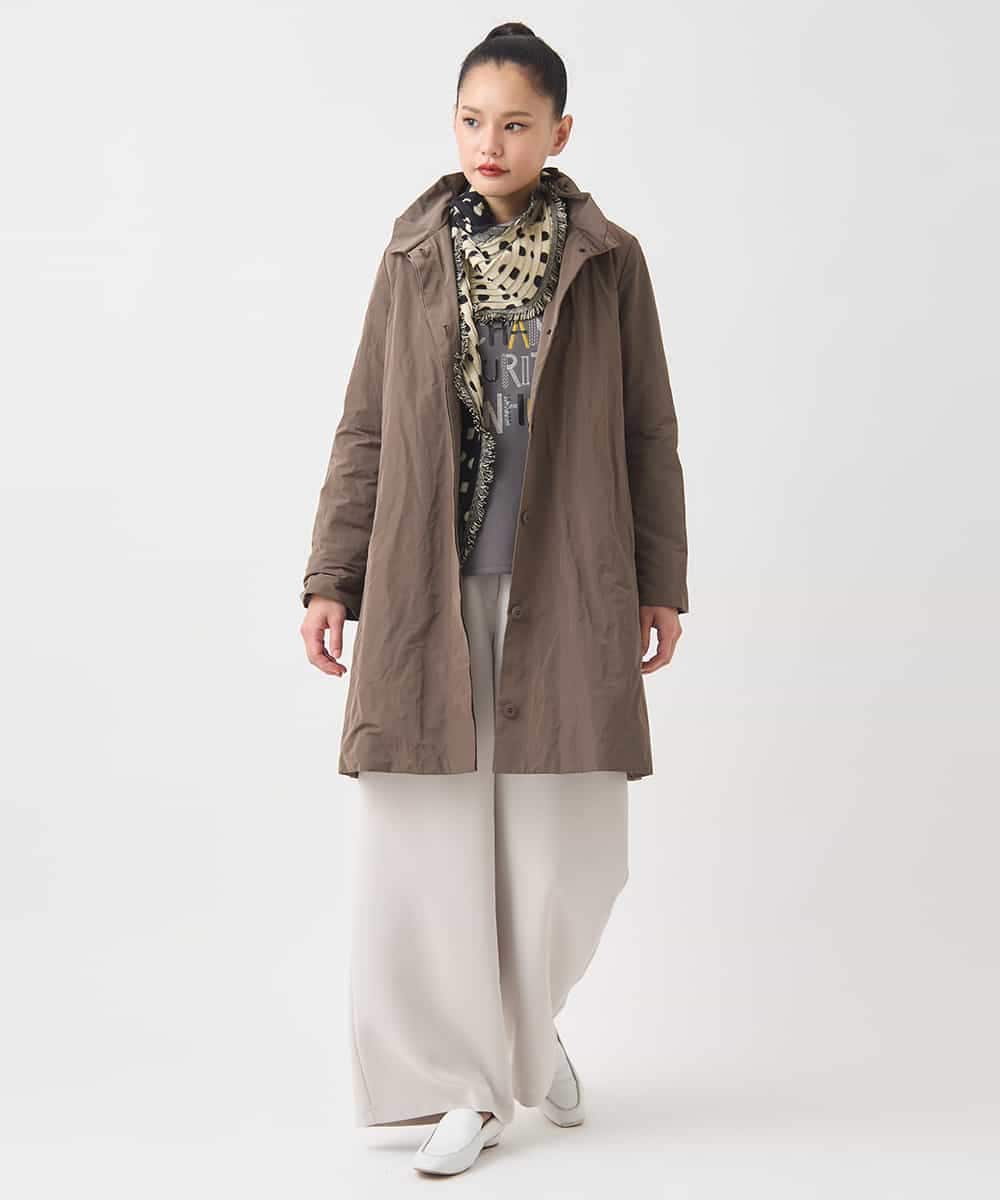 RLUCD01560 HIROKO BIS GRANDE(ヒロコ ビス グランデ) 【大きいサイズ】メモリータフタフリルカラーコート ブラウン