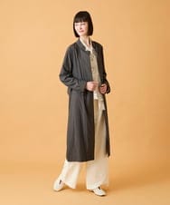 RLUED40470 HIROKO BIS GRANDE(ヒロコ ビス グランデ) 【大きいサイズ】ドレープワッシャーロング丈コート /洗える ダークグレー
