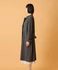 RLUED40470 HIROKO BIS GRANDE(ヒロコ ビス グランデ) 【大きいサイズ】ドレープワッシャーロング丈コート /洗える ダークグレー