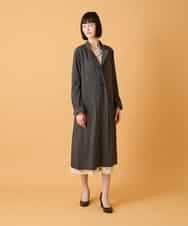 RLUED40470 HIROKO BIS GRANDE(ヒロコ ビス グランデ) 【大きいサイズ】ドレープワッシャーロング丈コート /洗える ダークグレー