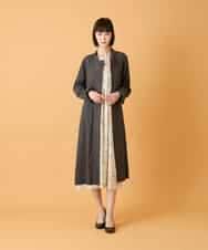 RLUED40470 HIROKO BIS GRANDE(ヒロコ ビス グランデ) 【大きいサイズ】ドレープワッシャーロング丈コート /洗える ダークグレー