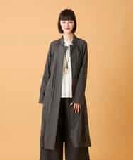 RLUED40470 HIROKO BIS GRANDE(ヒロコ ビス グランデ) 【大きいサイズ】ドレープワッシャーロング丈コート /洗える ダークグレー