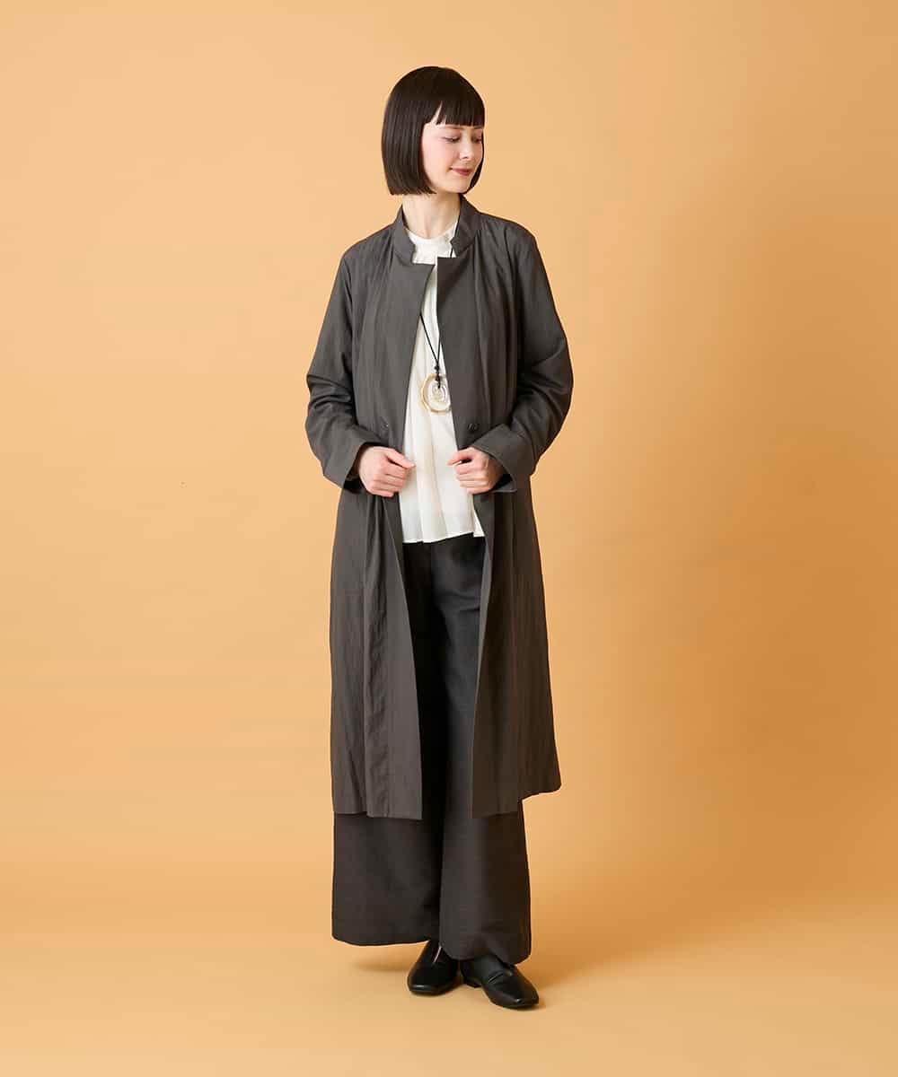 RLUED40470 HIROKO BIS GRANDE(ヒロコ ビス グランデ) 【大きいサイズ】ドレープワッシャーロング丈コート /洗える ダークグレー