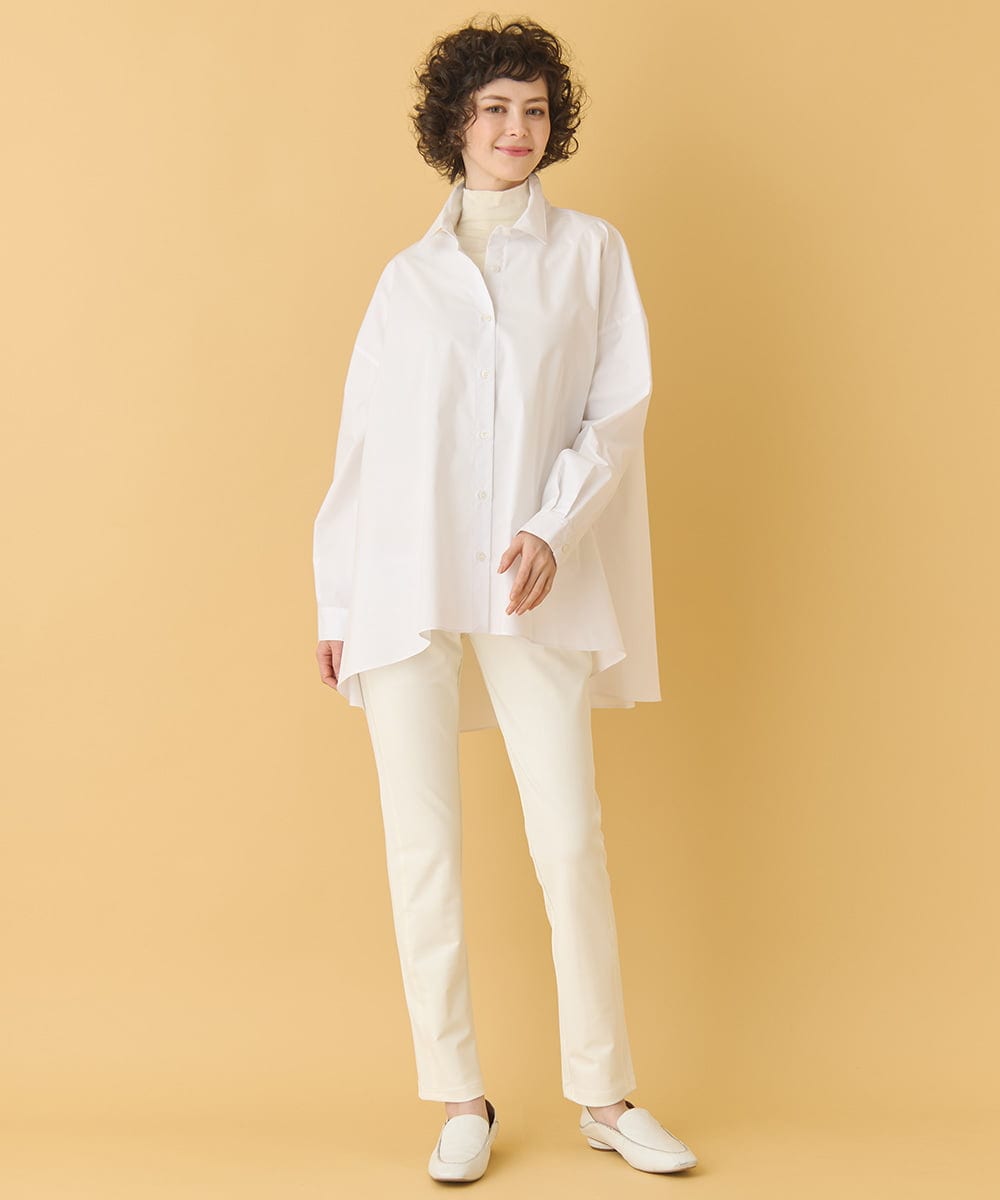 RMBAA65270 HIROKO BIS GRANDE(ヒロコ ビス グランデ) 【大きいサイズ】オーバーシルエットフレアシャツ /洗濯機で洗える ホワイト