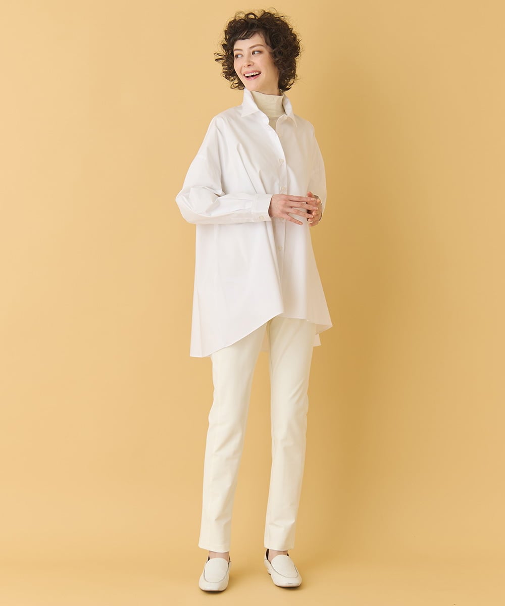 RMBAA65270 HIROKO BIS GRANDE(ヒロコ ビス グランデ) 【大きいサイズ】オーバーシルエットフレアシャツ /洗濯機で洗える ホワイト