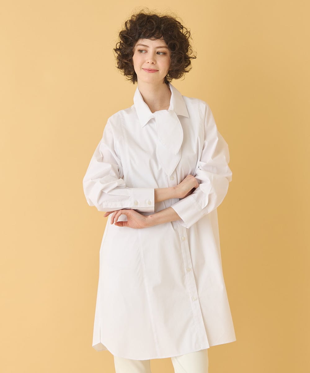 RMBAA66300 HIROKO BIS GRANDE(ヒロコ ビス グランデ) 【大きいサイズ】ボウネックチュニックシャツ /洗濯機で洗える ホワイト