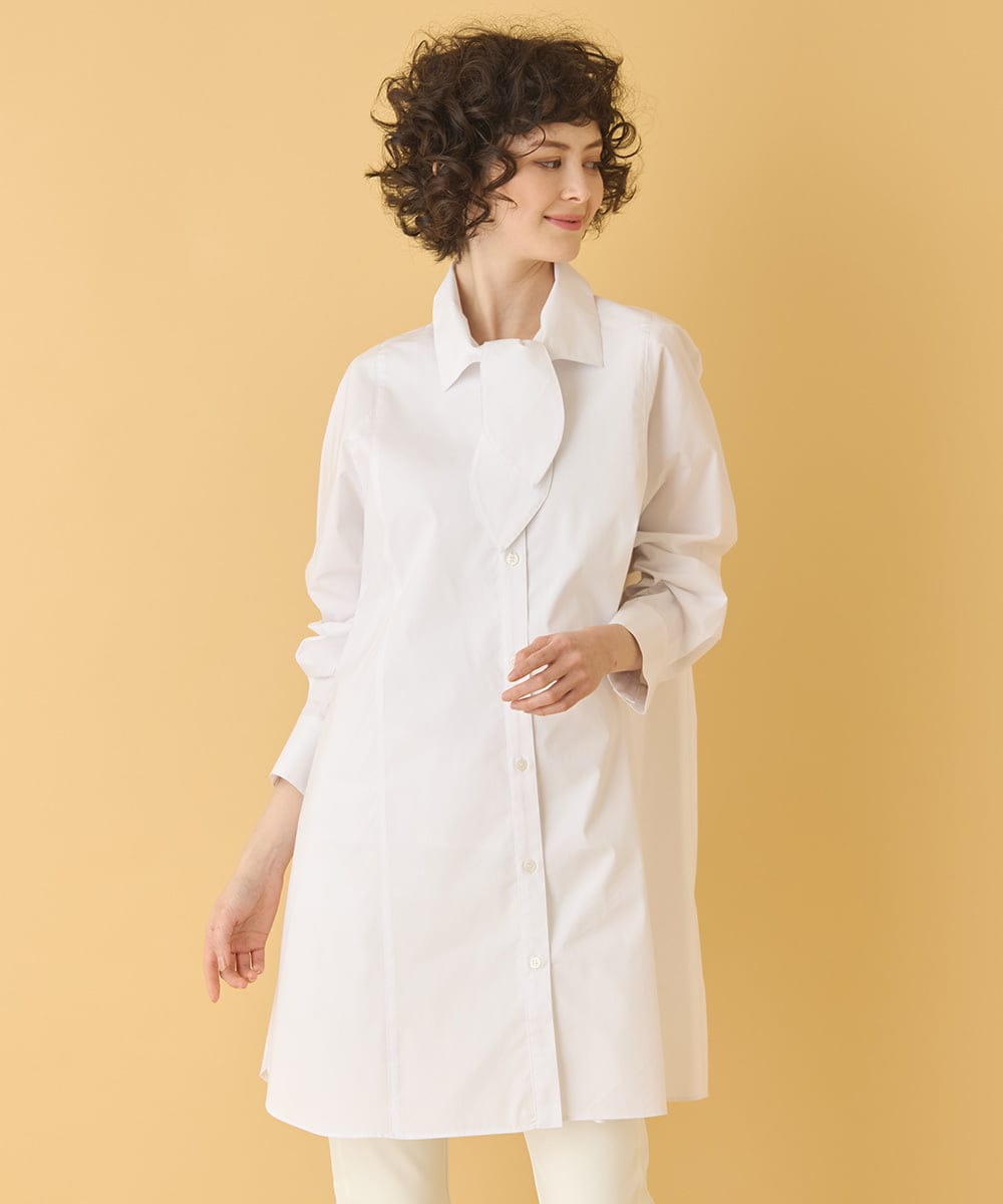 RMBAA66300 HIROKO BIS GRANDE(ヒロコ ビス グランデ) 【大きいサイズ】ボウネックチュニックシャツ /洗濯機で洗える ホワイト