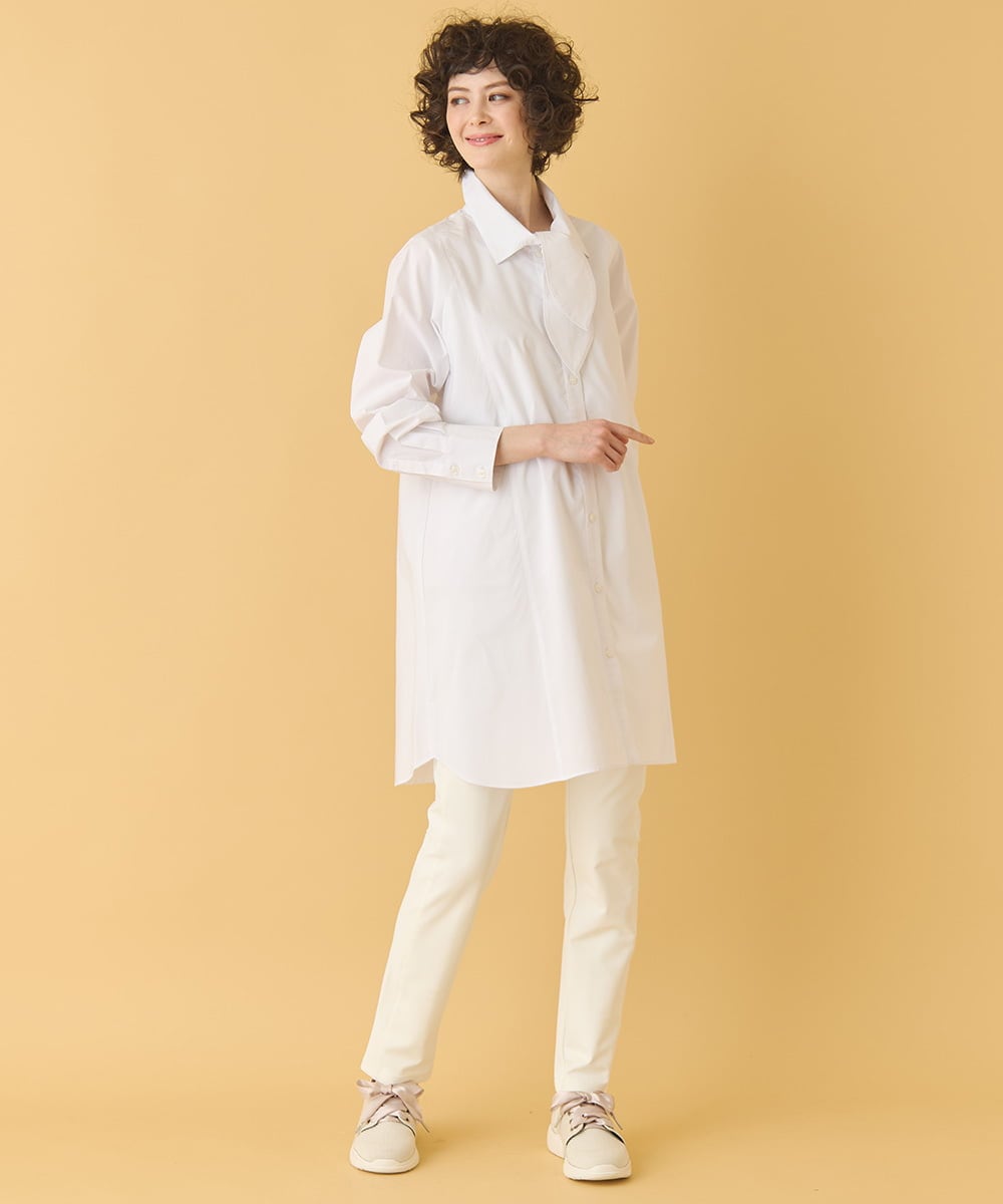 RMBAA66300 HIROKO BIS GRANDE(ヒロコ ビス グランデ) 【大きいサイズ】ボウネックチュニックシャツ /洗濯機で洗える ホワイト