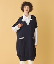 RMBAA66300 HIROKO BIS GRANDE(ヒロコ ビス グランデ) 【大きいサイズ】ボウネックチュニックシャツ /洗濯機で洗える ホワイト