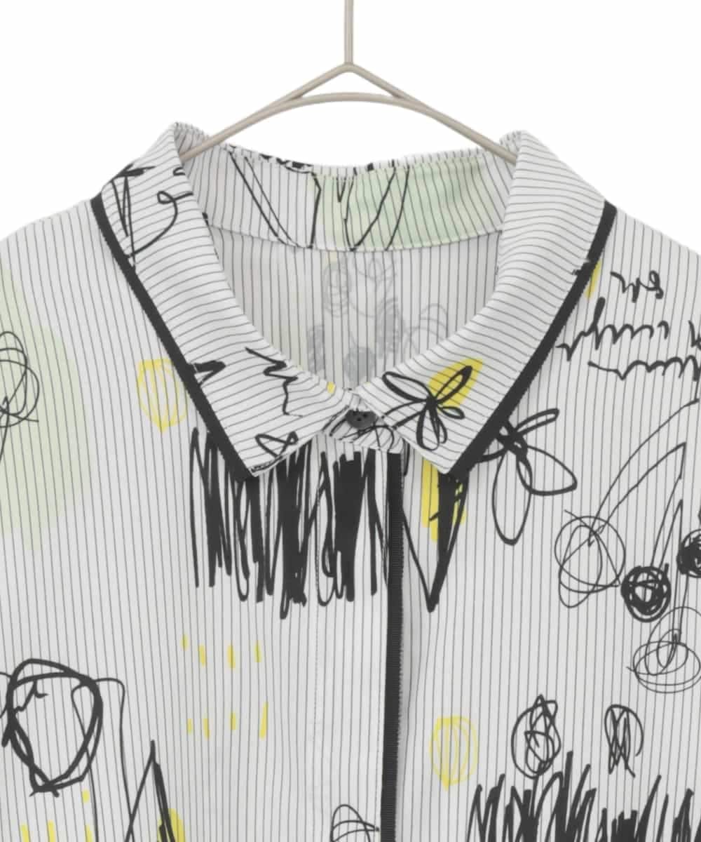 RMBDD51290 HIROKO BIS GRANDE(ヒロコ ビス グランデ) 【大きいサイズ】POPプリントストライプブラウス ホワイト