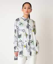 RMBDD51290 HIROKO BIS GRANDE(ヒロコ ビス グランデ) 【先行予約/大きいサイズ】POPプリントストライプブラウス ホワイト