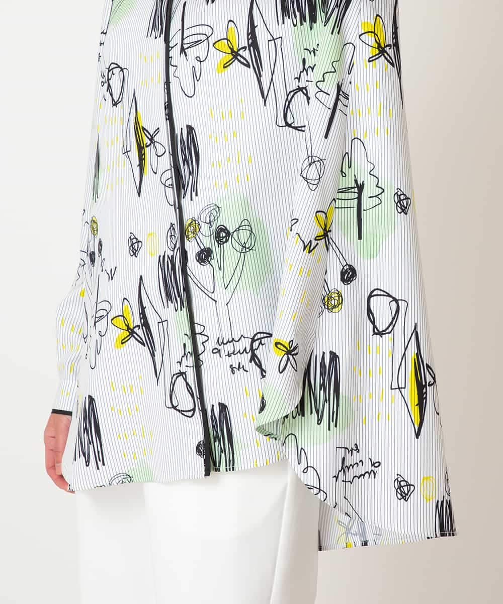 RMBDD51290 HIROKO BIS GRANDE(ヒロコ ビス グランデ) 【先行予約/大きいサイズ】POPプリントストライプブラウス ホワイト