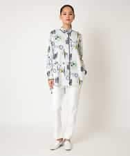 RMBDD51290 HIROKO BIS GRANDE(ヒロコ ビス グランデ) 【先行予約/大きいサイズ】POPプリントストライプブラウス ホワイト