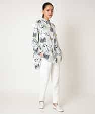 RMBDD51290 HIROKO BIS GRANDE(ヒロコ ビス グランデ) 【先行予約/大きいサイズ】POPプリントストライプブラウス ホワイト