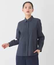 RMBDD70250 HIROKO BIS GRANDE(ヒロコ ビス グランデ) 【大きいサイズ】タックデザインタイプライターシャツ ネイビー