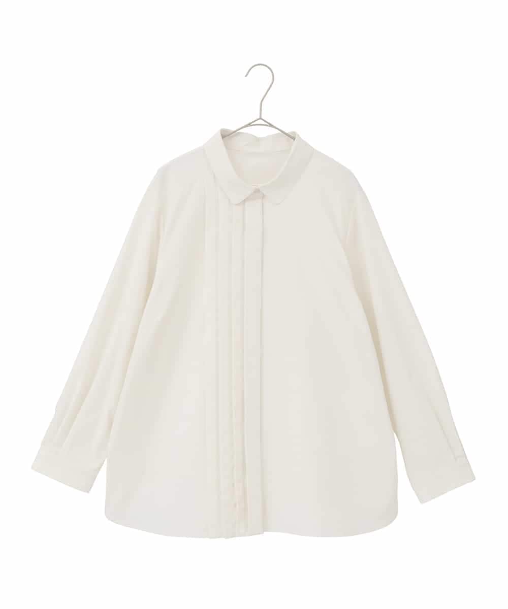 RMBDD70250 HIROKO BIS GRANDE(ヒロコ ビス グランデ) 【大きいサイズ】タックデザインタイプライターシャツ ホワイト
