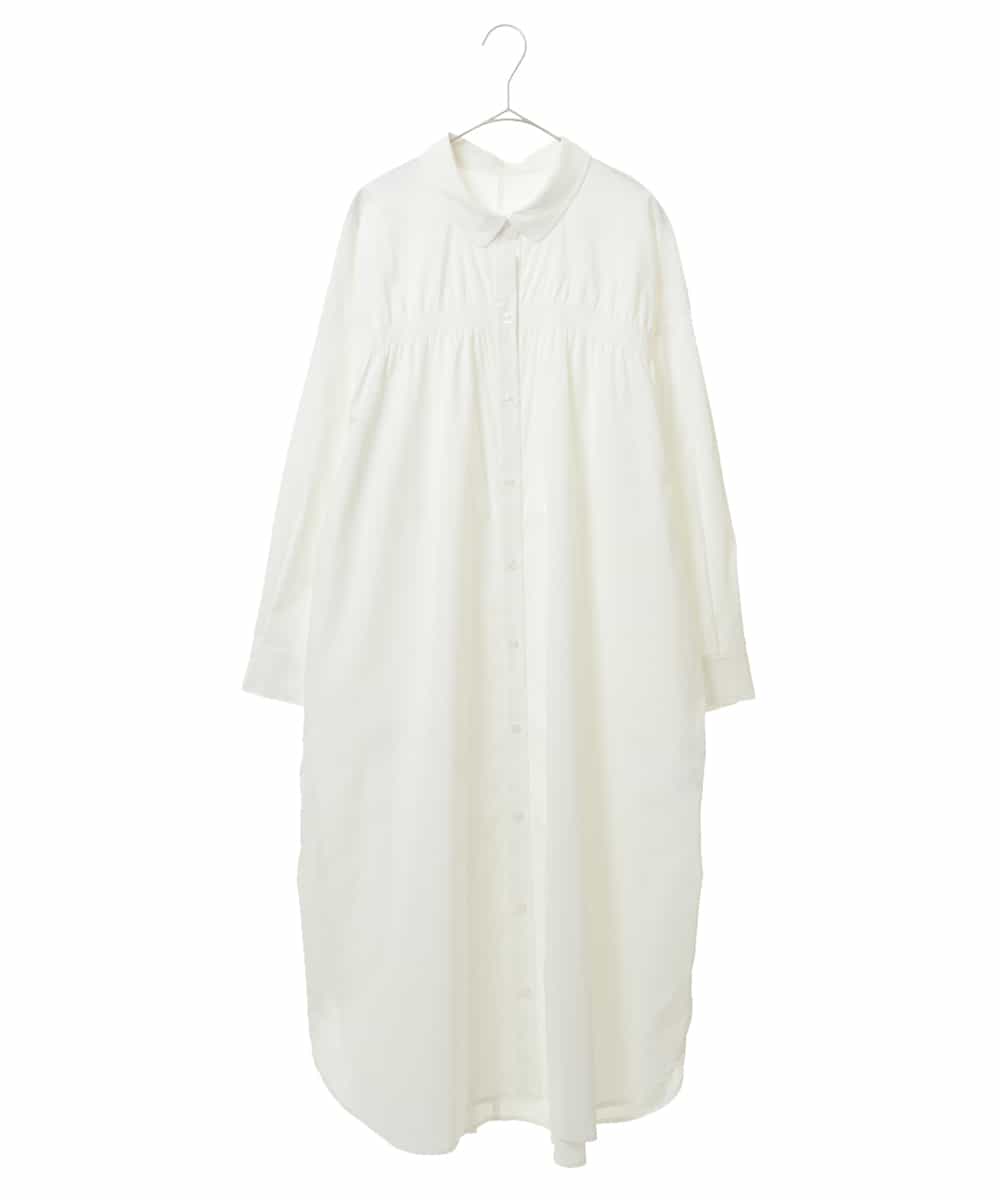RMBDV64350 HIROKO BIS GRANDE(ヒロコ ビス グランデ) 【大きいサイズ】シャーリングデザインロングシャツ /洗濯機で洗える ホワイト