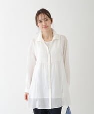 RMBGS61210 HIROKO BIS GRANDE(ヒロコ ビス グランデ) 【洗える】ピンタックリネンチュニックシャツ ネイビー