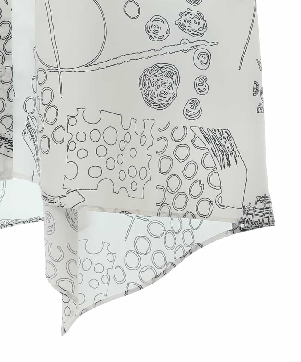 RMBGW65310 HIROKO BIS GRANDE(ヒロコ ビス グランデ) 【大きいサイズ】幾何学POPチュニックシャツ /洗濯機で洗える ホワイト