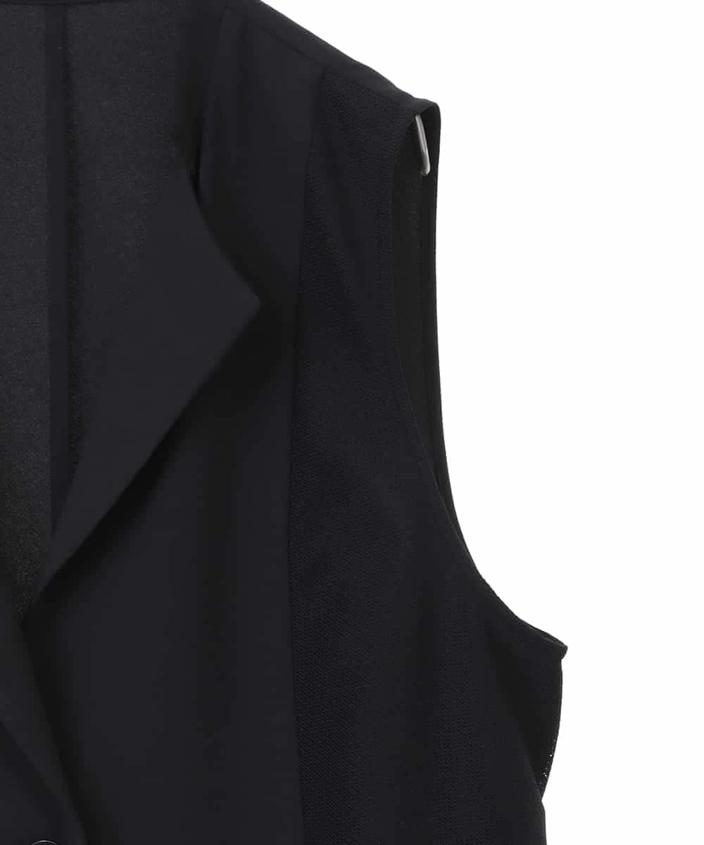 RMBIB60290 HIROKO BIS GRANDE(ヒロコ ビス グランデ) 【数量限定予約商品/大きいサイズ/接触冷感/UVカット/吸汗速乾】サイドメッシュデザインジレ /洗濯機で洗える ブラック