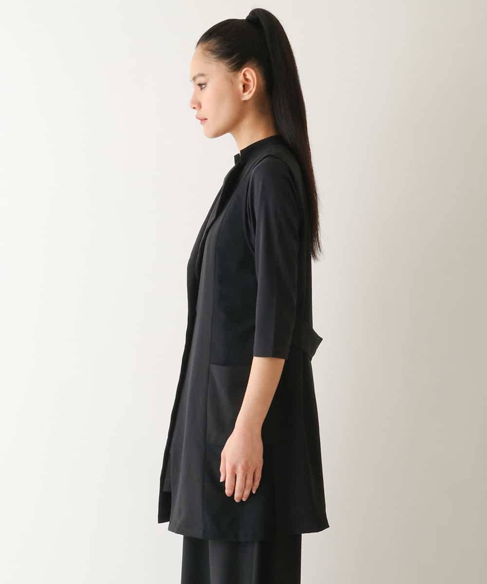 RMBIB60290 HIROKO BIS GRANDE(ヒロコ ビス グランデ) 【数量限定予約商品/大きいサイズ/接触冷感/UVカット/吸汗速乾】サイドメッシュデザインジレ /洗濯機で洗える ブラック