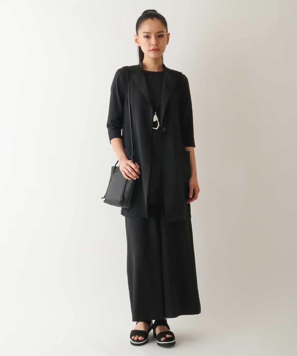 RMBIB60290 HIROKO BIS GRANDE(ヒロコ ビス グランデ) 【数量限定予約商品/大きいサイズ/接触冷感/UVカット/吸汗速乾】サイドメッシュデザインジレ /洗濯機で洗える ブラック