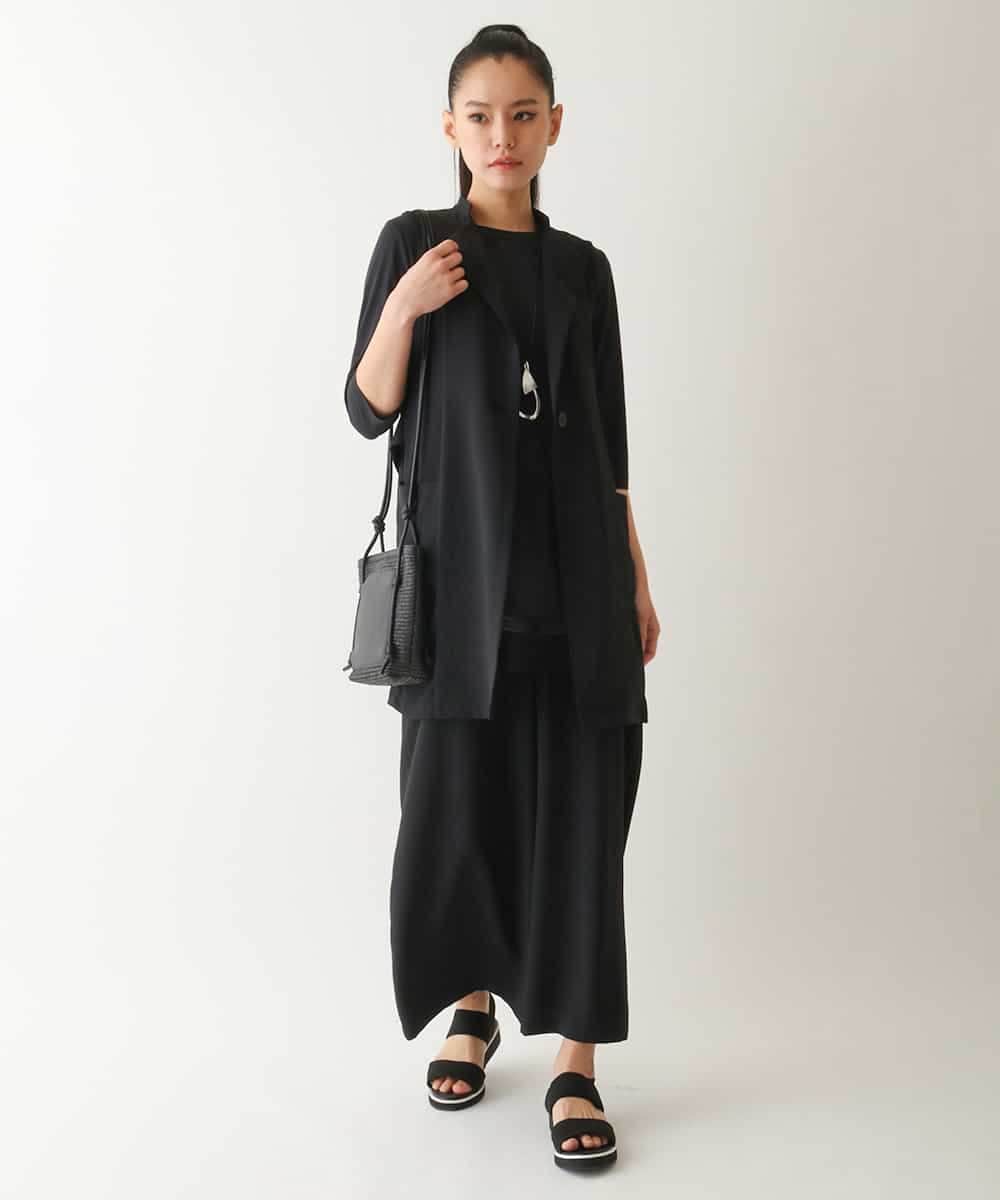 RMBIB60290 HIROKO BIS GRANDE(ヒロコ ビス グランデ) 【数量限定予約商品/大きいサイズ/接触冷感/UVカット/吸汗速乾】サイドメッシュデザインジレ /洗濯機で洗える ブラック