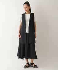 RMBIB60290 HIROKO BIS GRANDE(ヒロコ ビス グランデ) 【数量限定予約商品/大きいサイズ/接触冷感/UVカット/吸汗速乾】サイドメッシュデザインジレ /洗濯機で洗える ブラック