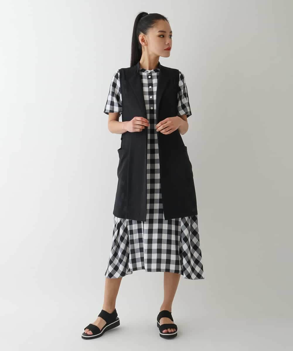 RMBIB60290 HIROKO BIS GRANDE(ヒロコ ビス グランデ) 【数量限定予約商品/大きいサイズ/接触冷感/UVカット/吸汗速乾】サイドメッシュデザインジレ /洗濯機で洗える ブラック