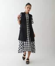 RMBIB60290 HIROKO BIS GRANDE(ヒロコ ビス グランデ) 【数量限定予約商品/大きいサイズ/接触冷感/UVカット/吸汗速乾】サイドメッシュデザインジレ /洗濯機で洗える ブラック