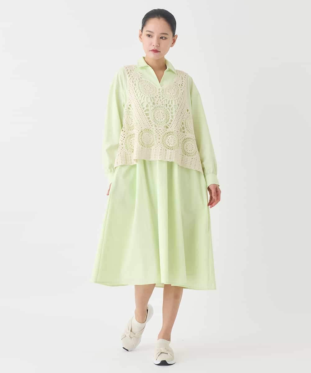 RMEDD71310 HIROKO BIS GRANDE(ヒロコ ビス グランデ) 【大きいサイズ】タイプライターシャツワンピース ラベンダー