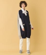 RMFAA64280 HIROKO BIS GRANDE(ヒロコ ビス グランデ) 【大きいサイズ】ホールガーメントリブニットジレ ネイビー