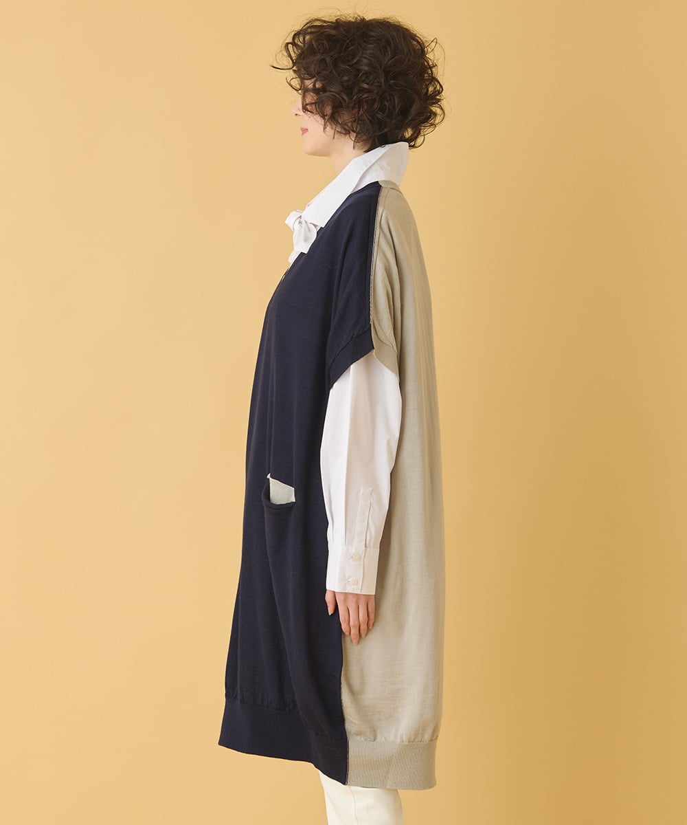 RMFAA64280 HIROKO BIS GRANDE(ヒロコ ビス グランデ) 【大きいサイズ】ホールガーメントリブニットジレ ネイビー