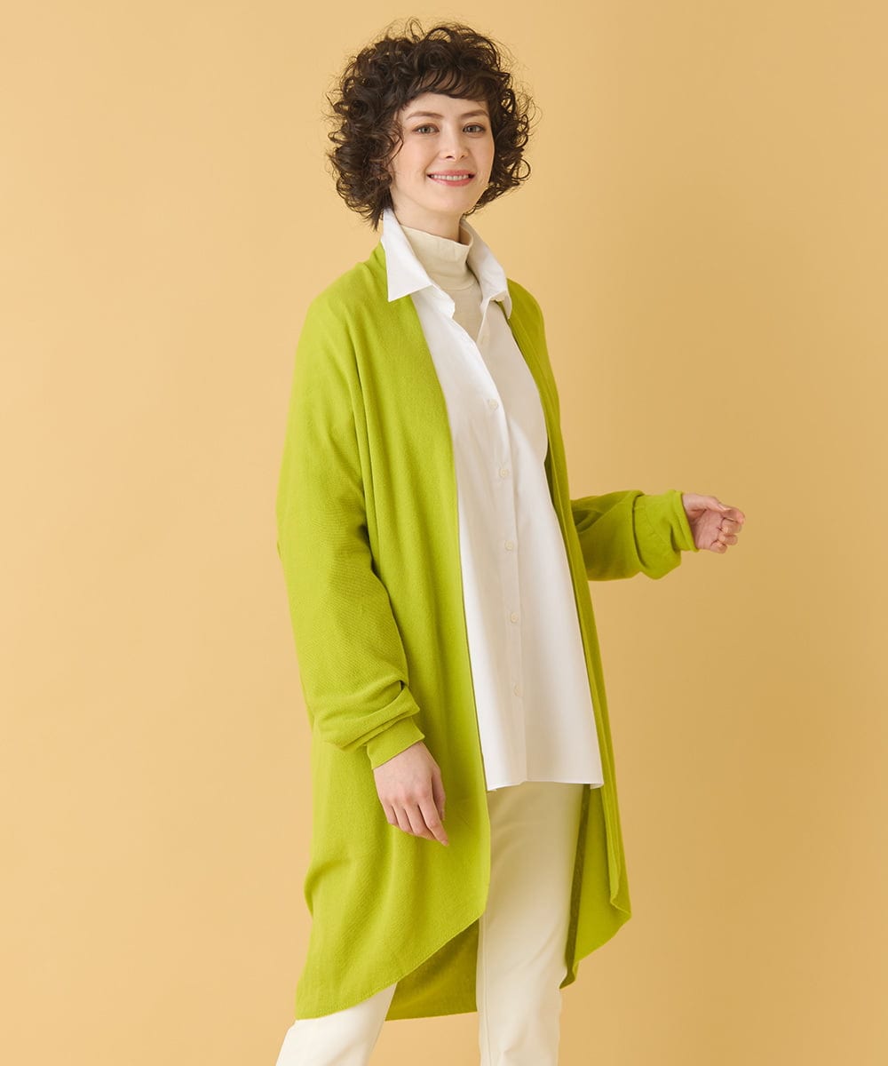 RMFAB67280 HIROKO BIS GRANDE(ヒロコ ビス グランデ) 【大きいサイズ】ホールガーメントロングカーディガン グリニッシュイエロー 