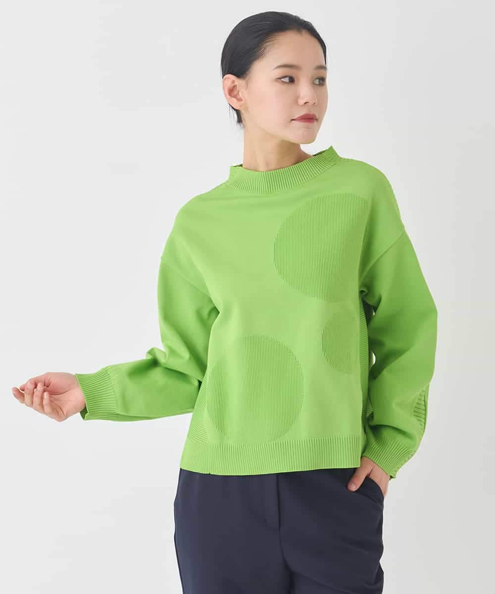 RMFDD60200 HIROKO BIS GRANDE(ヒロコ ビス グランデ) 【大きいサイズ】ドットジャガードニットプルオーバー グリーン