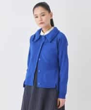 RMFDD61250 HIROKO BIS GRANDE(ヒロコ ビス グランデ) 【大きいサイズ】ドットジャガードペプラムニットカーディガン ブルー