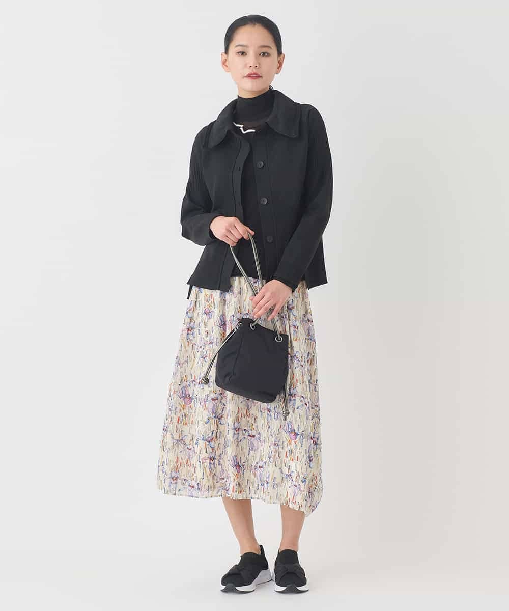 RMFDD61250 HIROKO BIS GRANDE(ヒロコ ビス グランデ) 【大きいサイズ】ドットジャガードペプラムニットカーディガン ブルー