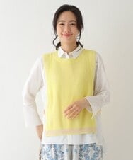 RMFDS60270 HIROKO BIS GRANDE(ヒロコ ビス グランデ) 【洗える】リブニットデザインベスト イエロー