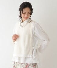 RMFDS60270 HIROKO BIS GRANDE(ヒロコ ビス グランデ) 【洗える】リブニットデザインベスト イエロー